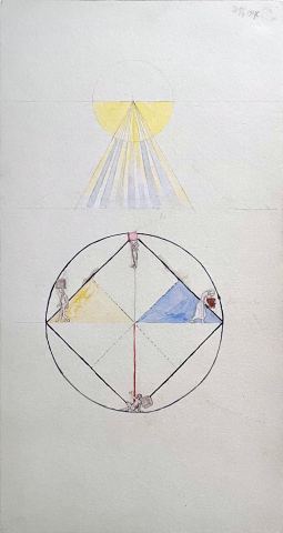 Sun rays and the circle with figures